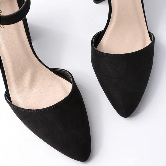 Lulus Ellarose Black Suede Ankle Strap Heels - Picture 2 of 8